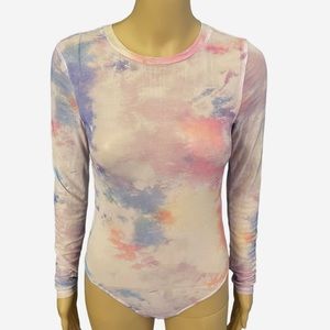 FOREVER 21 Tie dye mesh bodysuit size Small